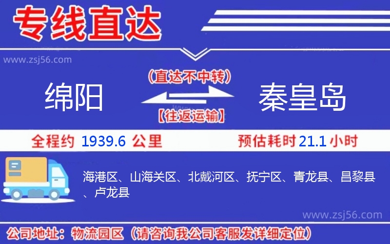 綿陽到秦皇島物流公司