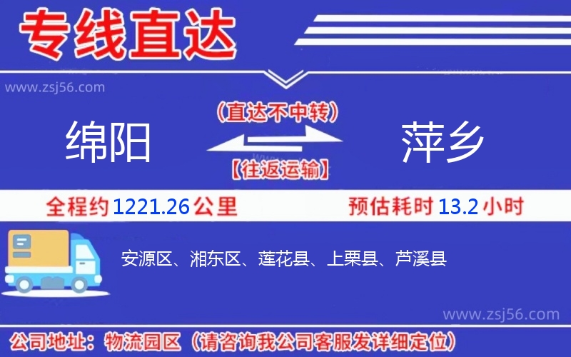 綿陽(yáng)到萍鄉(xiāng)物流公司