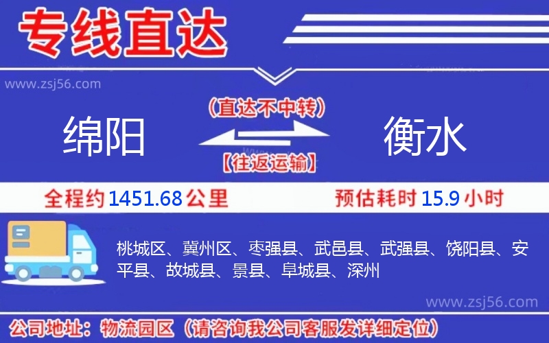 綿陽到衡水物流公司